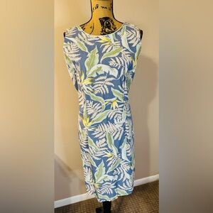 Floral Blue Dress with Yellow Accents Kilani